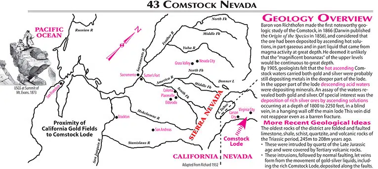 Comstock Silver Mine, Comstock Geology Map, Comstock Lode
